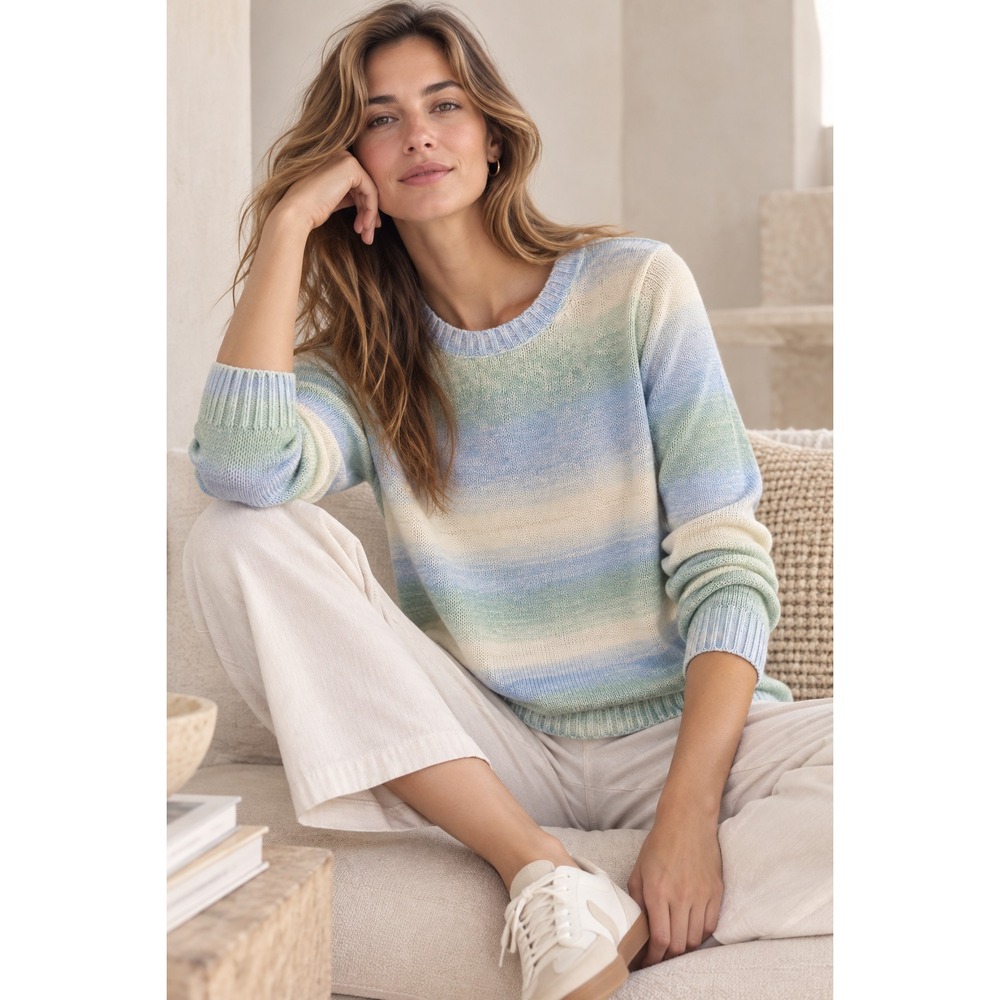 J.Crew Factory Knit Sweater Women Sz XL Pastel Crew Cotton Blend Lounge Cozy